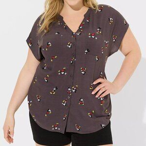 ❤️NWT TORRID DISNEY MICKEY MOUSE BLOUSE TOP MACHINE WASHABLE CHALLIS